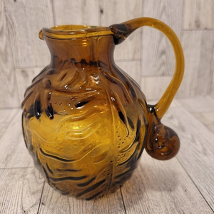 Vintage Amber Glass Small‎ Pitcher/Creamer Looped Tail Handle